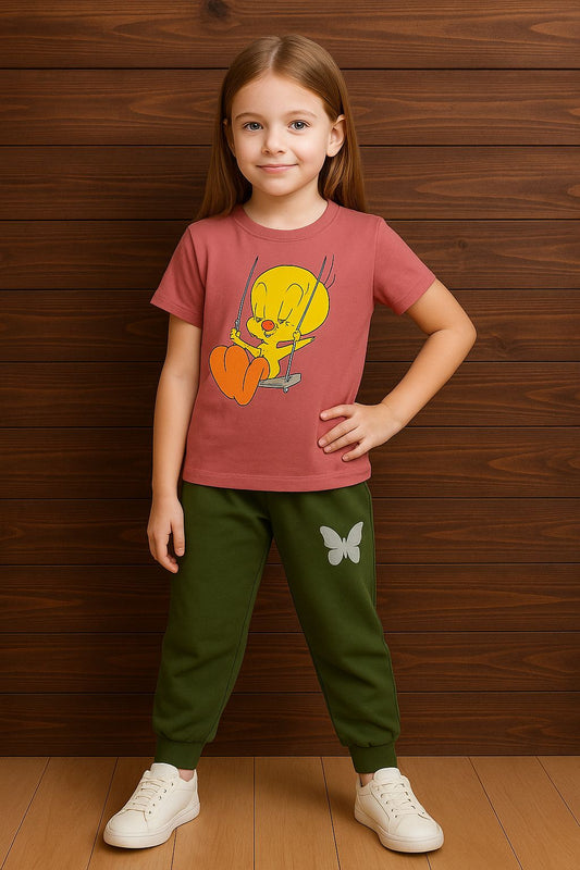 Girls T-shirt with Track Suit