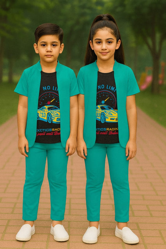 UNISEX KIDS OUTFIT WITH STYLISH ATTACHED COAT