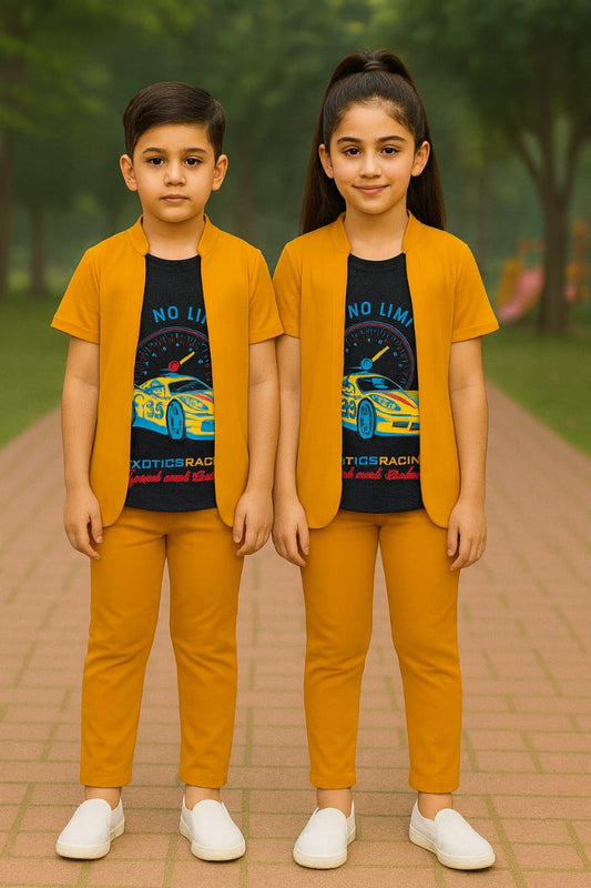 UNISEX KIDS OUTFIT WITH STYLISH ATTACHED COAT