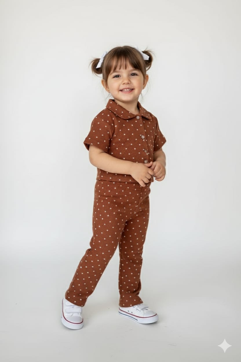 Girls Fancy Polo Shirt with Palazzo Pant Set