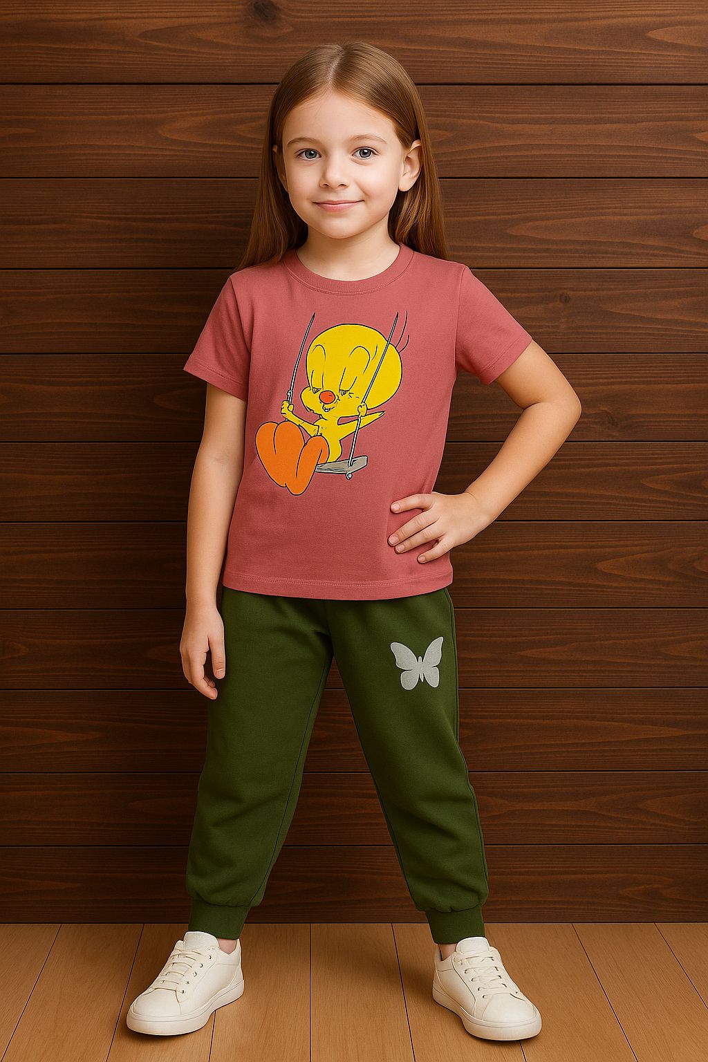 GIRLS T-SHIRT WITH TRACK SUIT