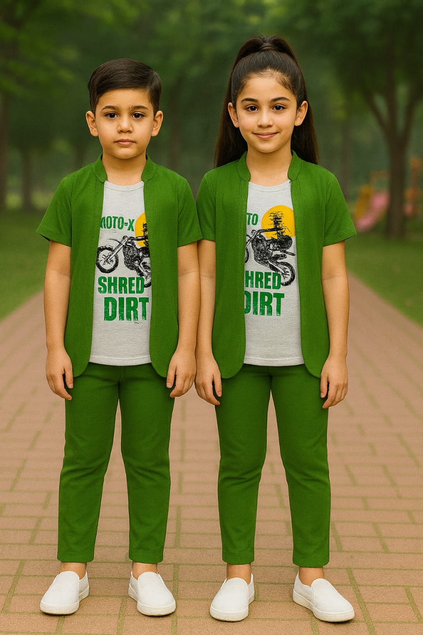 UNISEX KIDS OUTFIT WITH STYLISH ATTACHED COAT