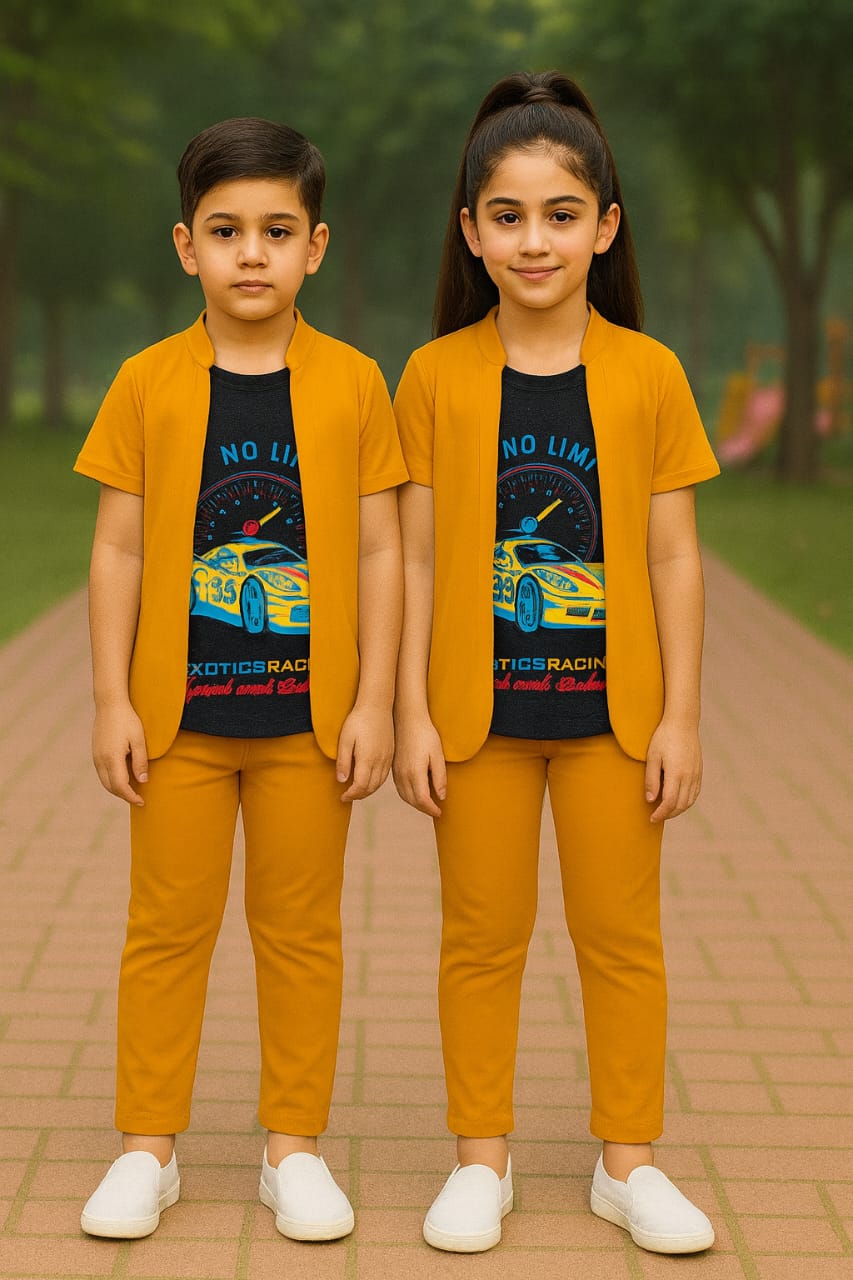 UNISEX KIDS OUTFIT WITH STYLISH ATTACHED COAT