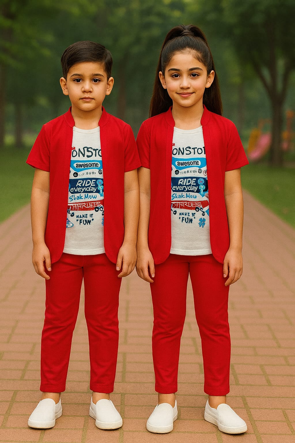 UNISEX KIDS OUTFIT WITH STYLISH ATTACHED COAT