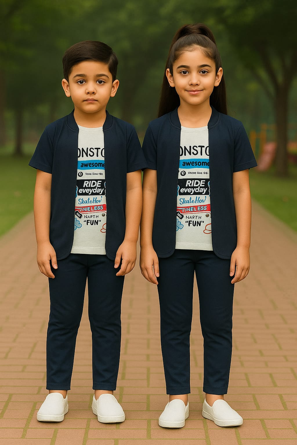 UNISEX KIDS OUTFIT WITH STYLISH ATTACHED COAT