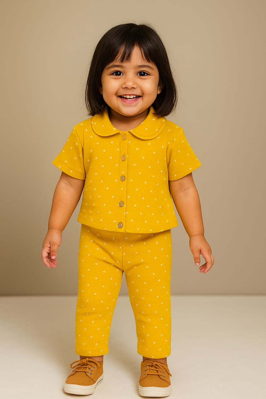 Girls Fancy Polo Shirt with Palazzo Pant Set