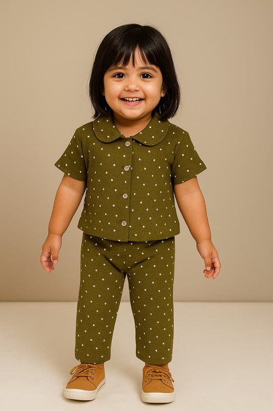 Girls Fancy Polo Shirt with Palazzo Pant Set