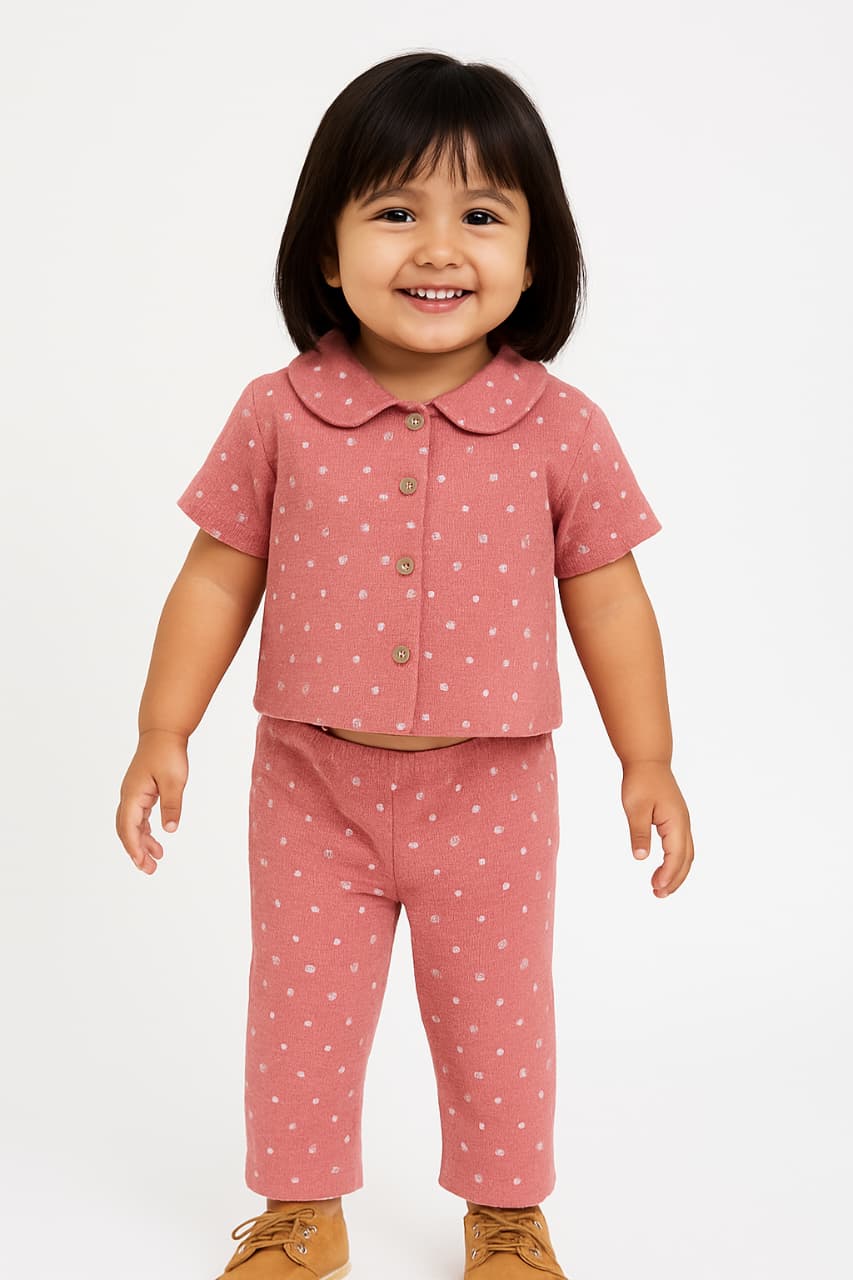 Girls Fancy Polo Shirt with Palazzo Pant Set
