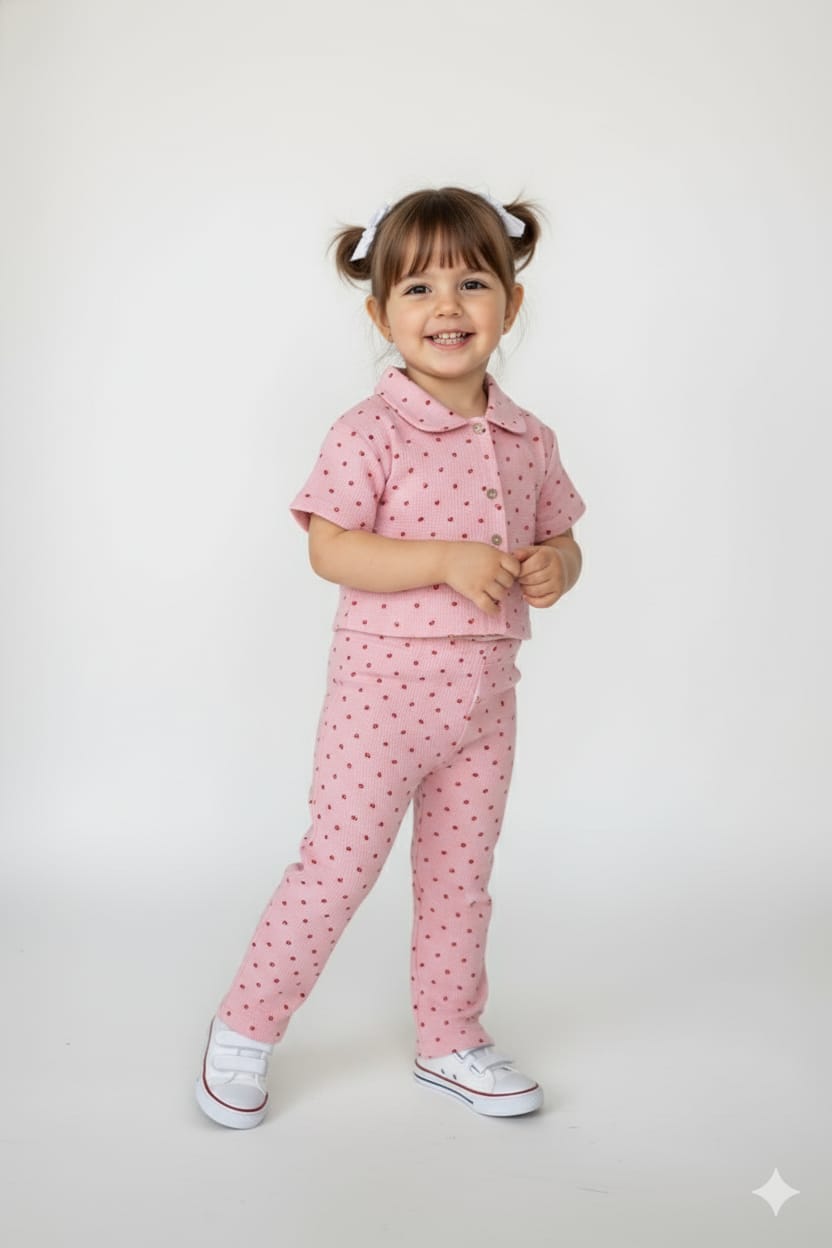 Girls Fancy Polo Shirt with Palazzo Pant Set